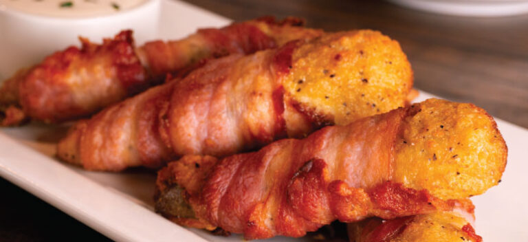 Bacon Wrapped Fried Pickle Spears