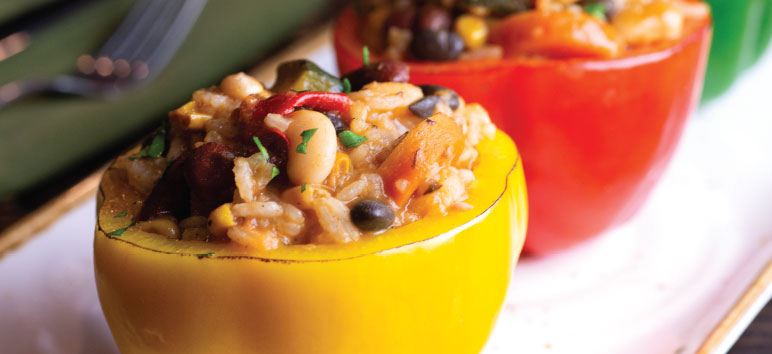 Chipotle Vegetable Chili Stuffed Peppers