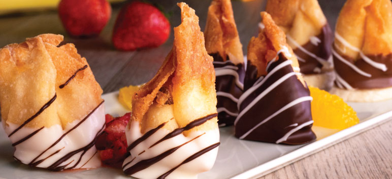 Chocolate Covered Cream Cheese Wontons