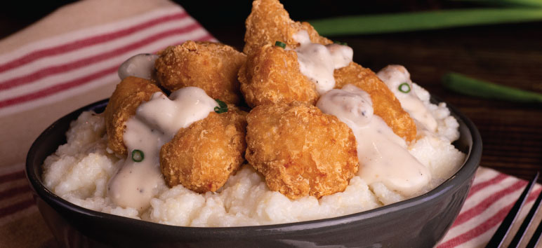 Country Fried Pork Nuggets With Sausage Gravy