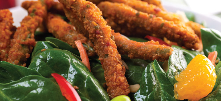 Spicy Breaded Green Bean Asian Salad