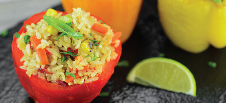 Vegetable Fried Rice Stuffed Peppers